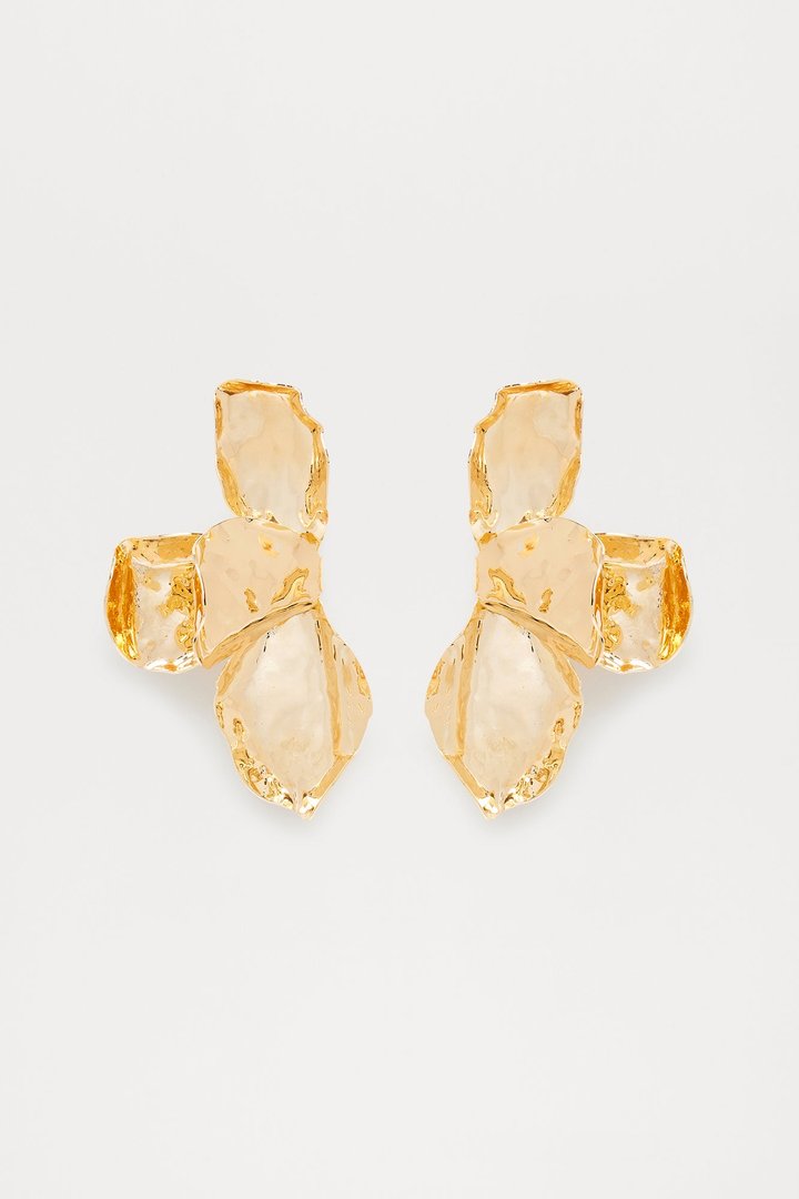 Foil Flower Earrings - Gold