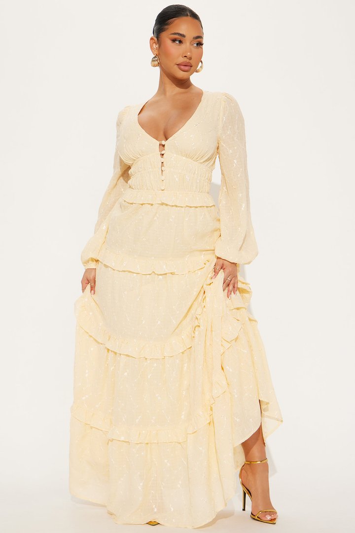 Sophia Eyelet Maxi Dress - Butter Yellow