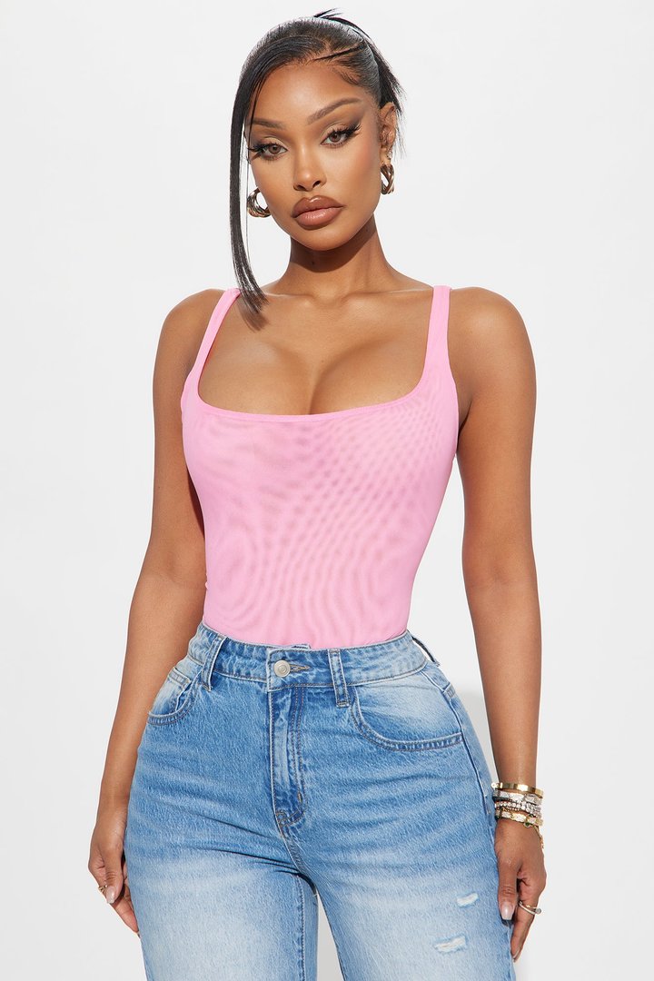 Miriam Mesh Bodysuit - Neon Pink