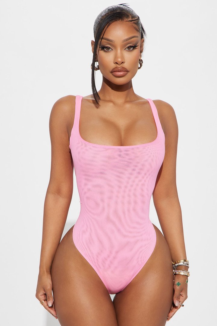 Miriam Mesh Bodysuit - Neon Pink