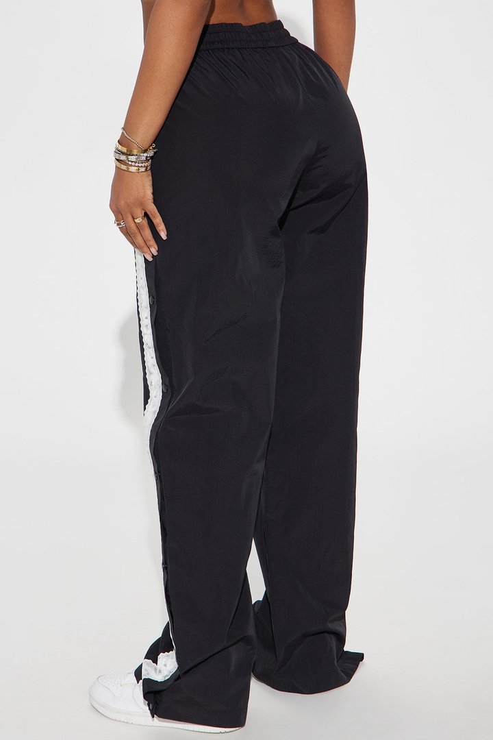 Talia Snap Button Windbreaker Track Pant - Black
