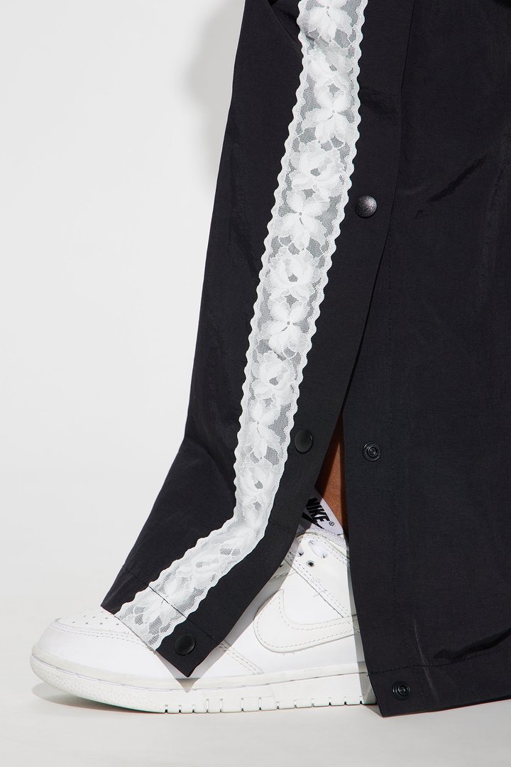 Talia Snap Button Windbreaker Track Pant - Black