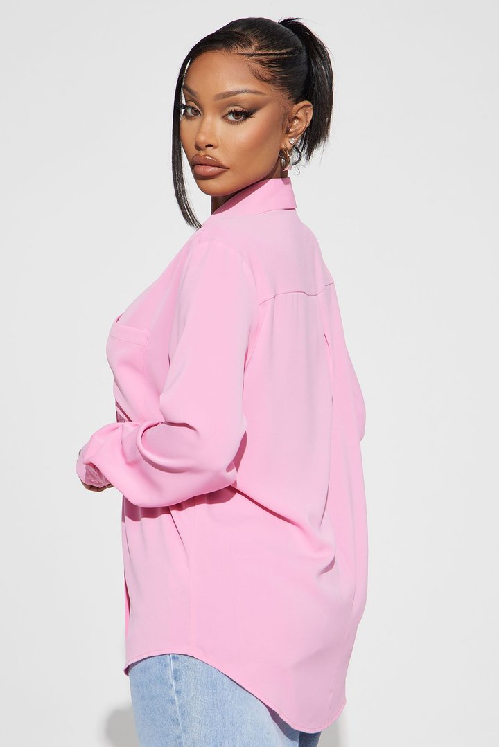 CEO Of Slaying Button Down Top - Pink