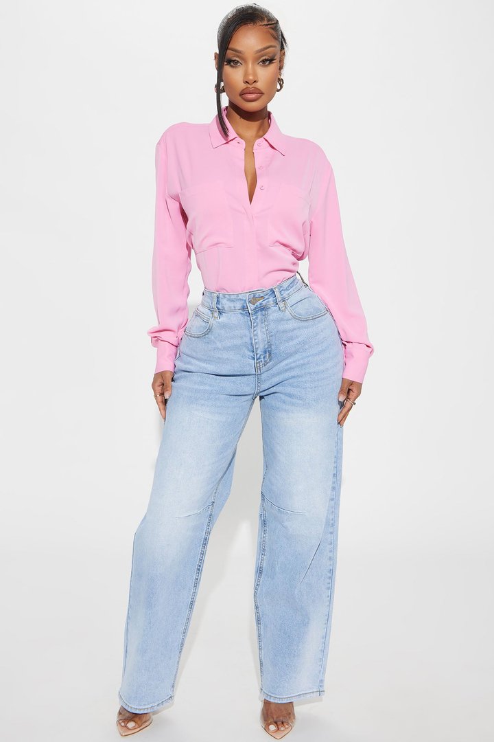 CEO Of Slaying Button Down Top - Pink