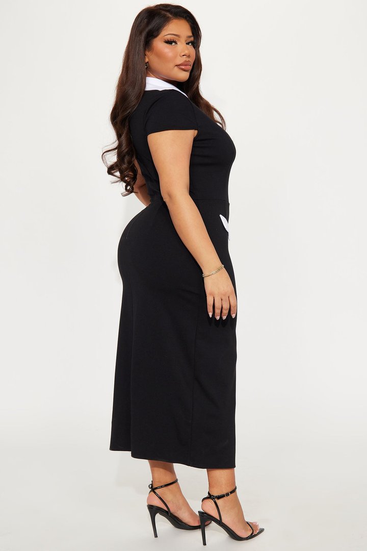 All Business Body Sculpting Midi Dress - Black/White