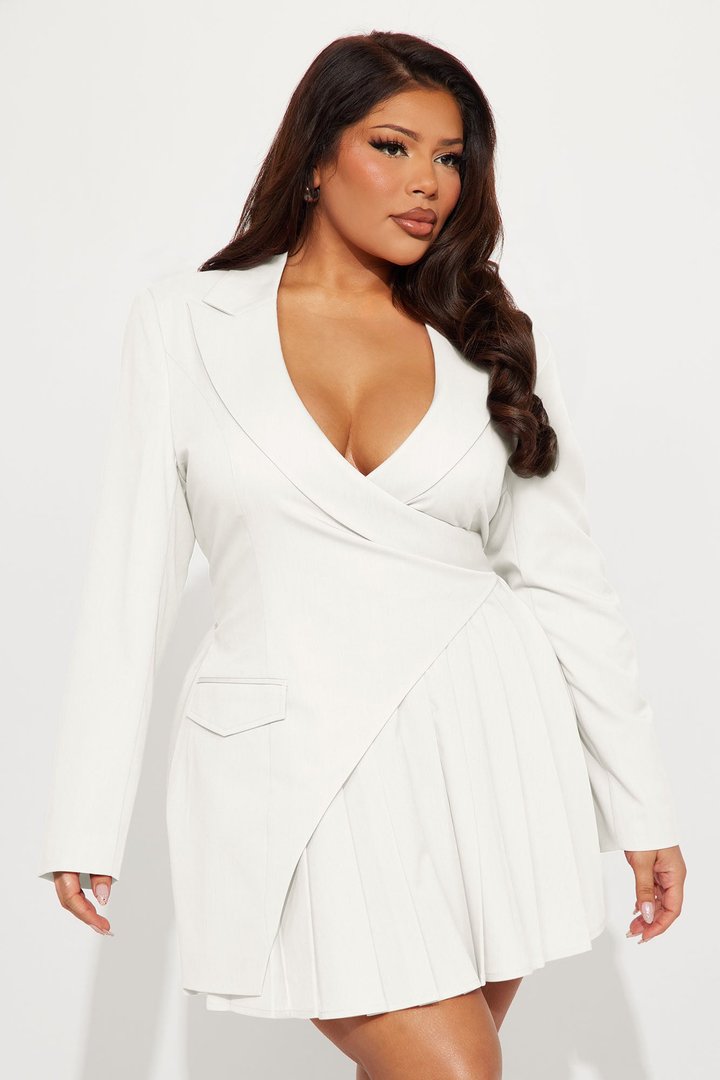 Delani Mini Blazer Dress - White