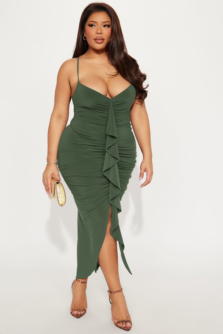 Gloria Midi Dress - Olive
