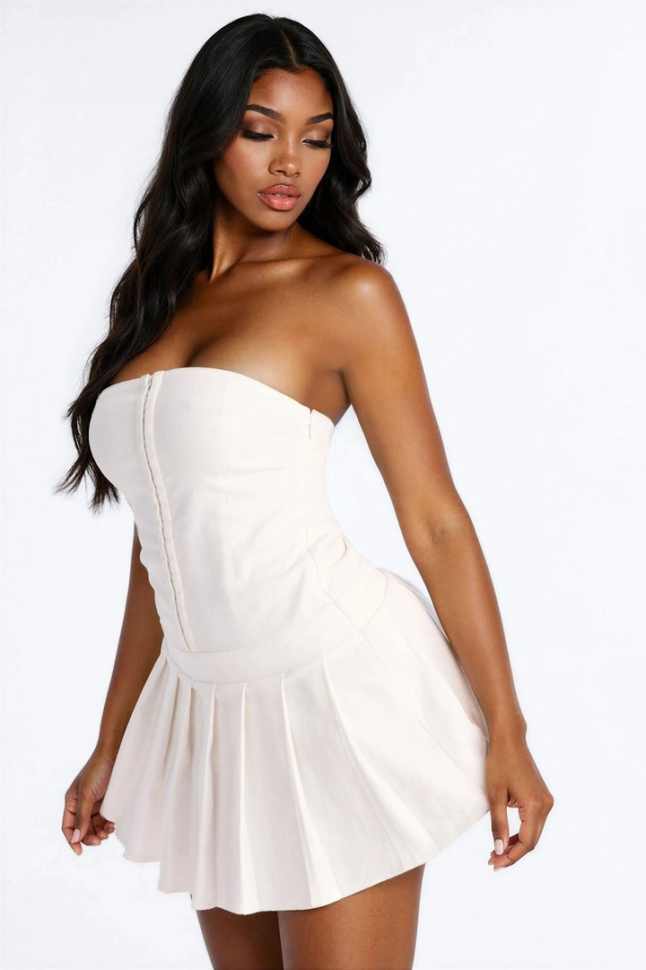 Liana Strapless Denim Mini Dress - White