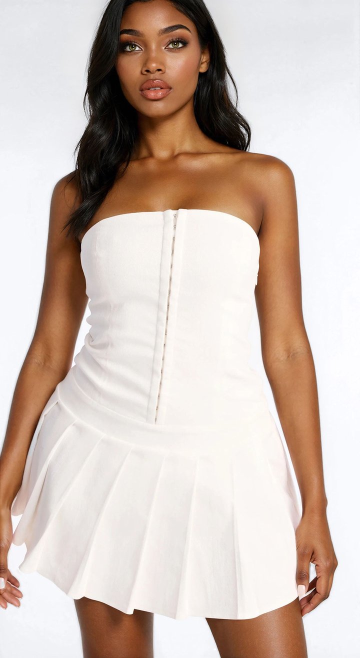 Liana Strapless Denim Mini Dress - White