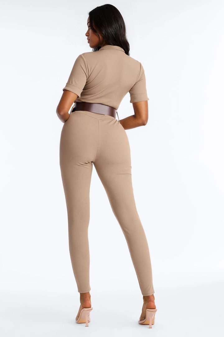 Iris Belted Catsuit - Olive