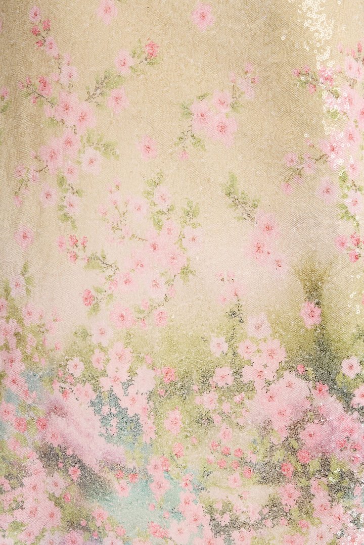 Delia Floral Sequin Gown - Nude/combo