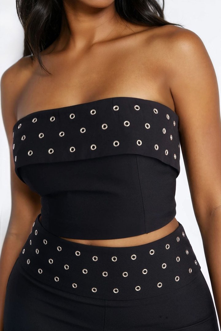 Tessa Strapless Wide Leg Pant Set - Black
