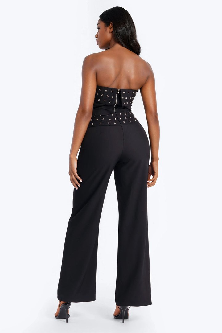 Tessa Strapless Wide Leg Pant Set - Black