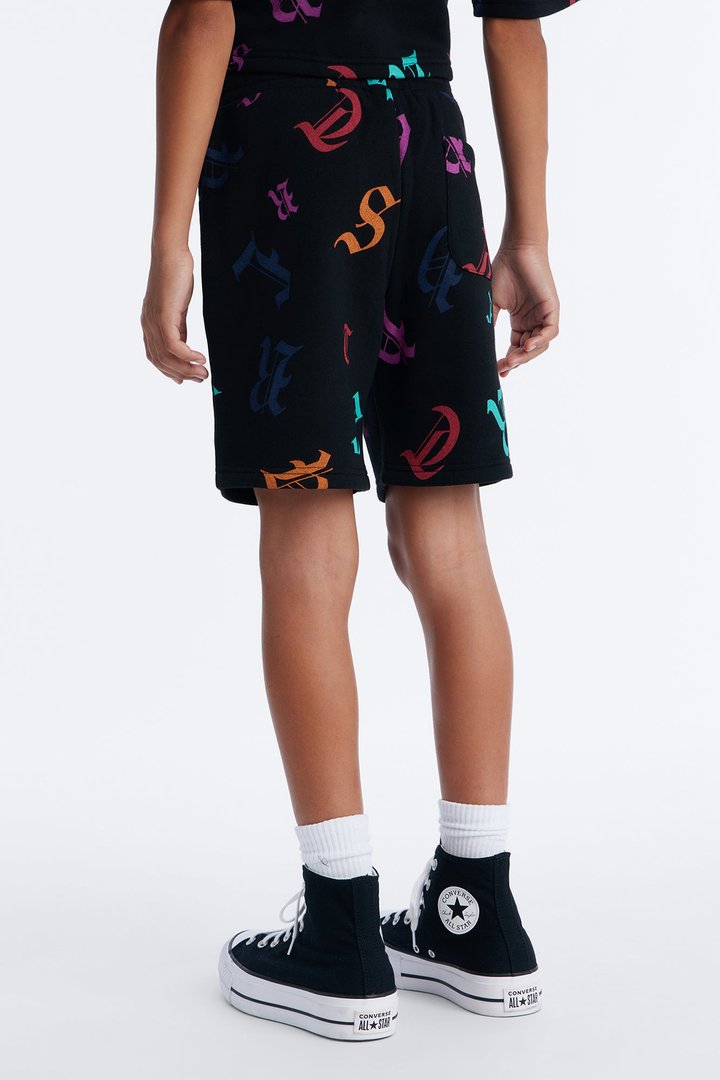 Mini Tyson Letters Straight Shorts - Black