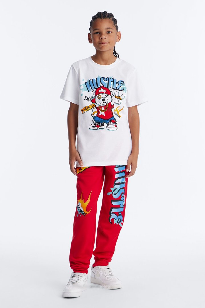 Mini Hustle Life Jogger Pant Set - White/combo