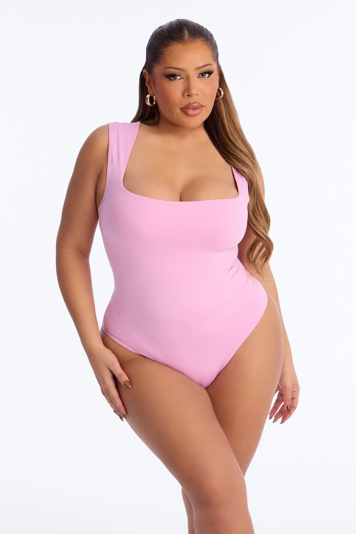 Serena Square Neck Bodysuit - Pink