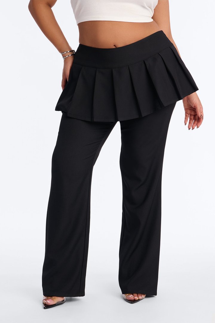 Gabriela Low Rise Straight Leg Skirt Pant 33″ - Black