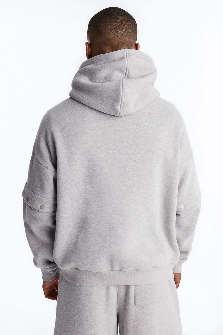 Oversized Tear Away Convertible Hoodie - Grey