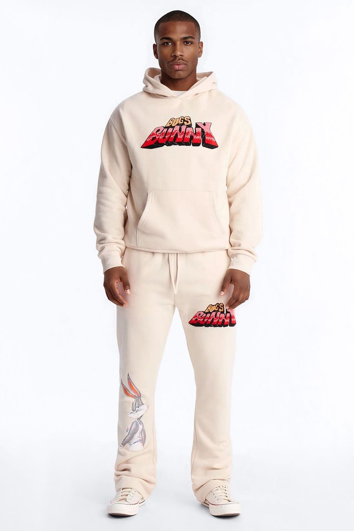 Space Jam Bugs Bunny Patched Hoodie - Natural