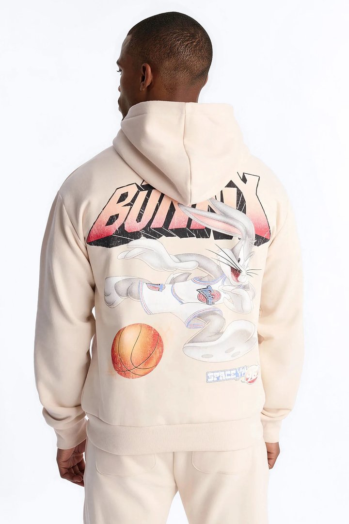 Space Jam Bugs Bunny Patched Hoodie - Natural