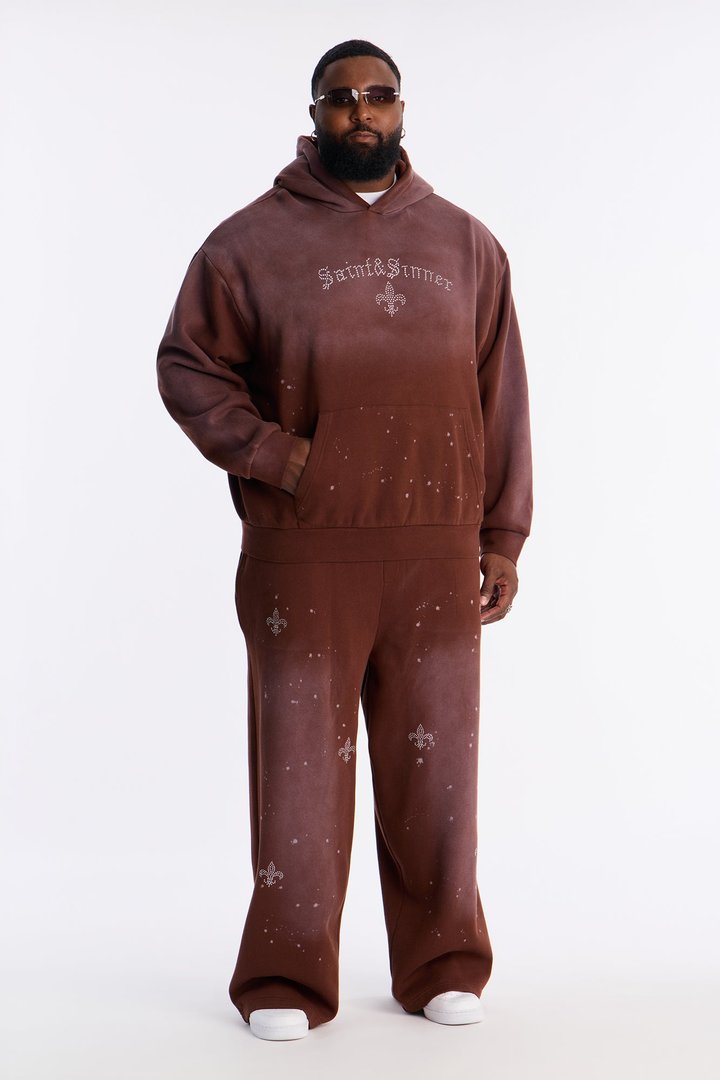Saints And Sinners Distressed Hoodie - Brown