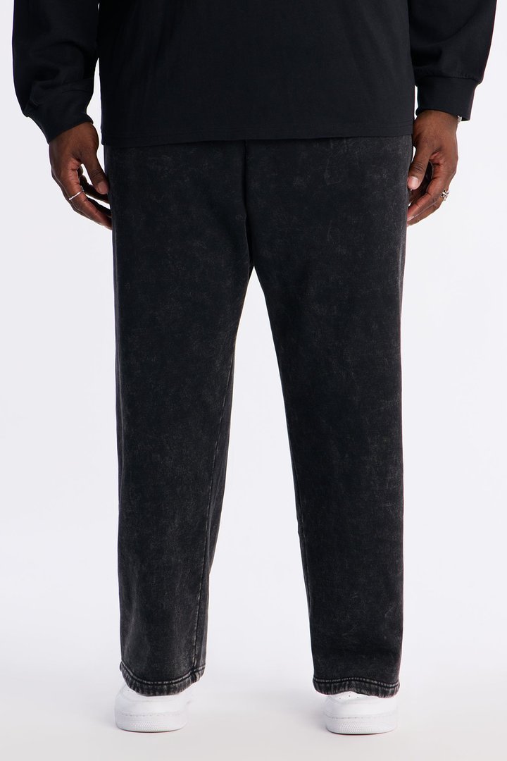 Heavy Wash Straight Sweatpants - Black