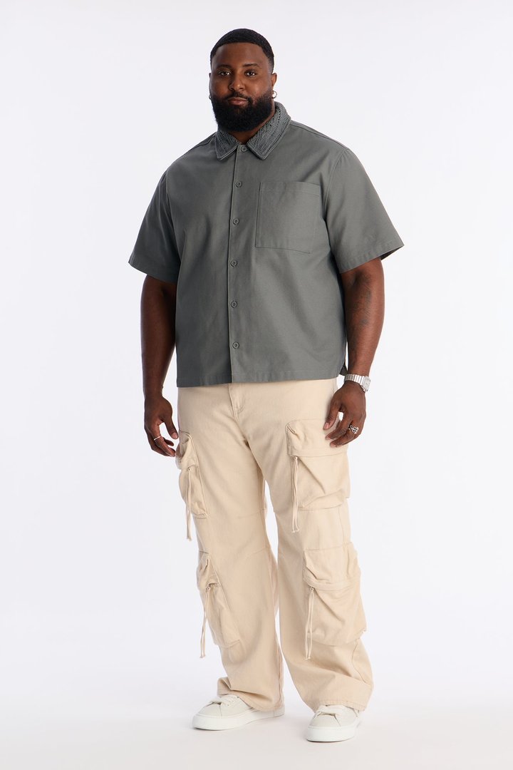 Relaxed Wild Desert Dreams Button Up Shirt - Sage
