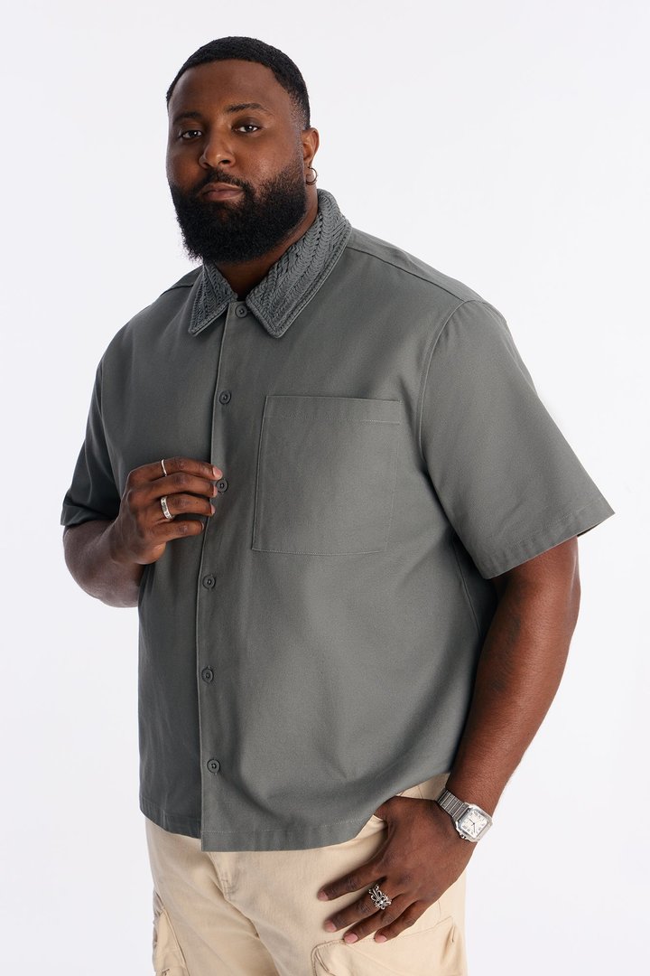 Relaxed Wild Desert Dreams Button Up Shirt - Sage