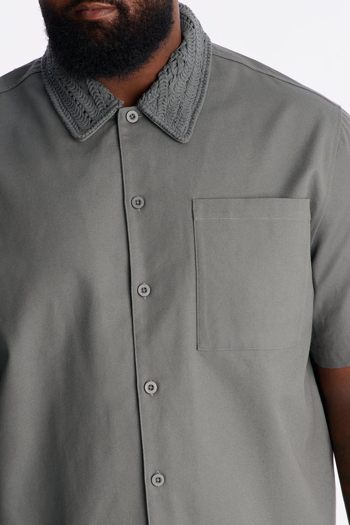 Relaxed Wild Desert Dreams Button Up Shirt - Sage