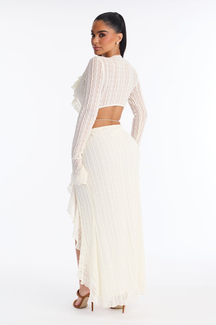 Sashira Ruffle Lace Maxi Dress - Ivory