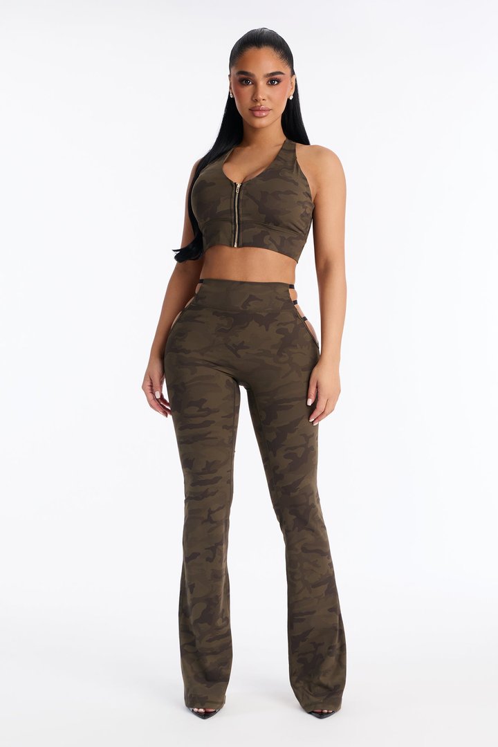 Aloura Camo Flare Legging Set - Olive/combo