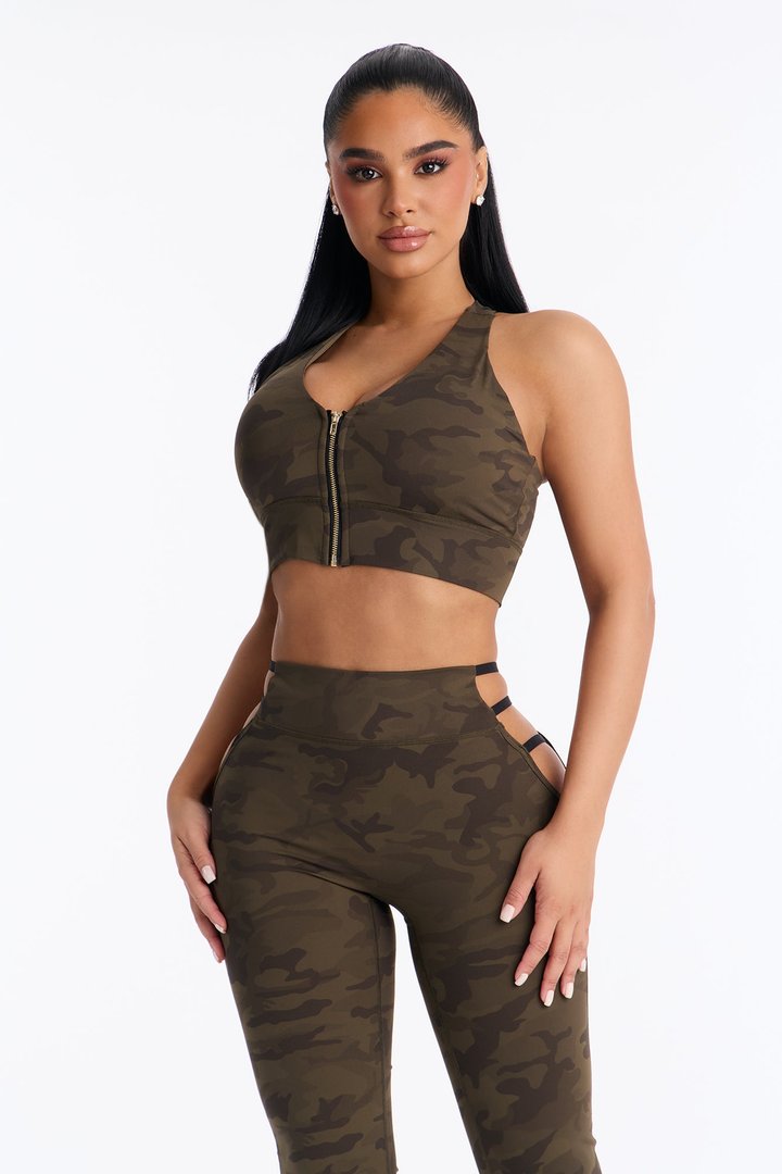 Aloura Camo Flare Legging Set - Olive/combo