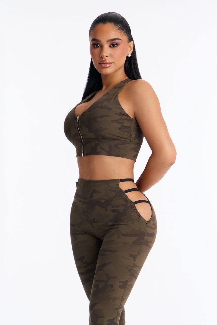 Aloura Camo Flare Legging Set - Olive/combo