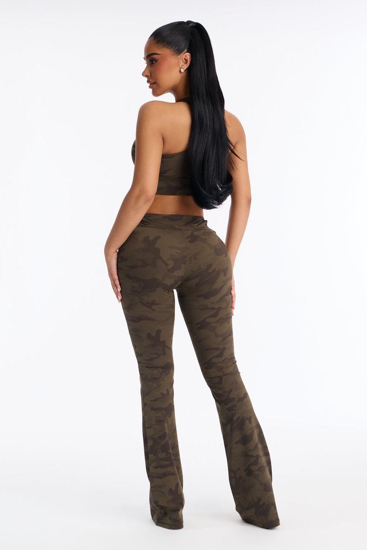 Aloura Camo Flare Legging Set - Olive/combo