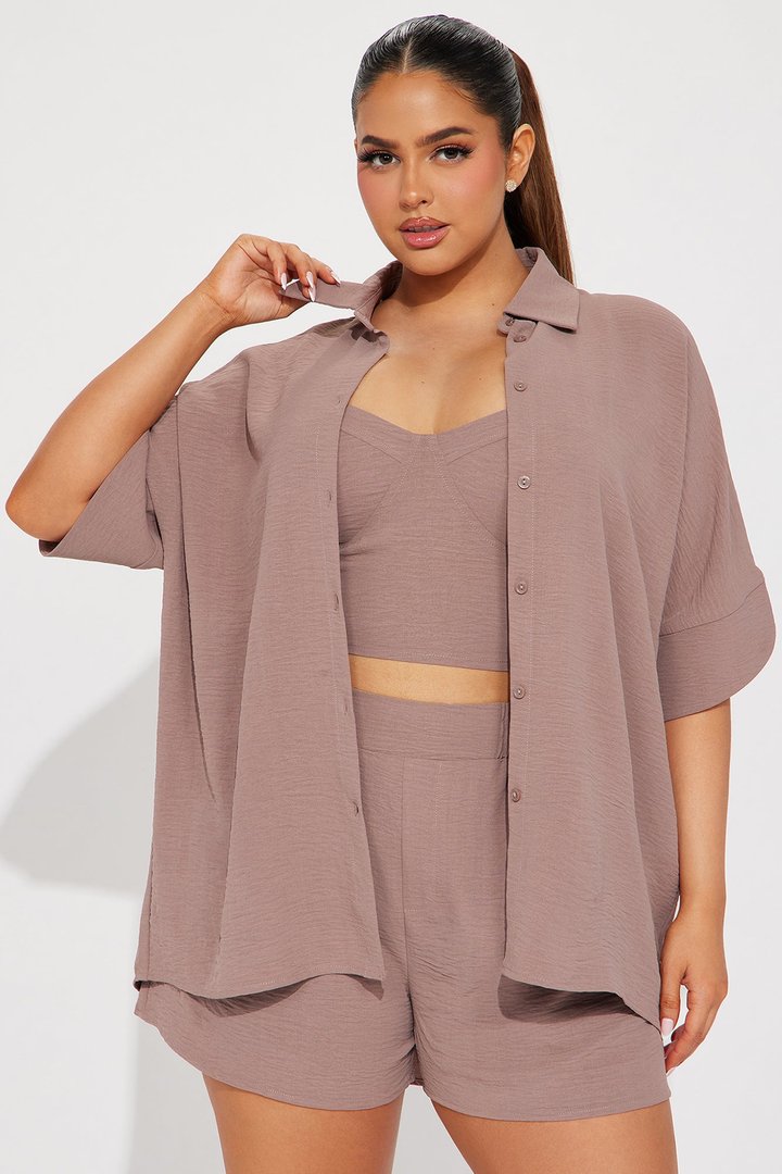 Meadow 3 Piece Short Set - Mocha