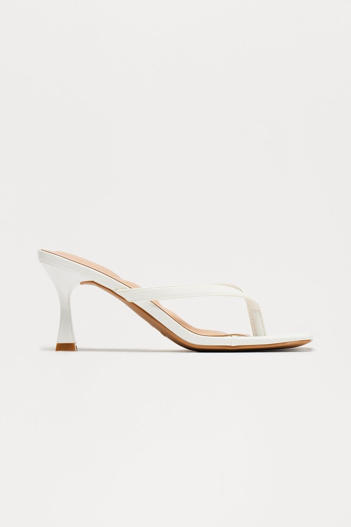 Blue Thong Mules - White