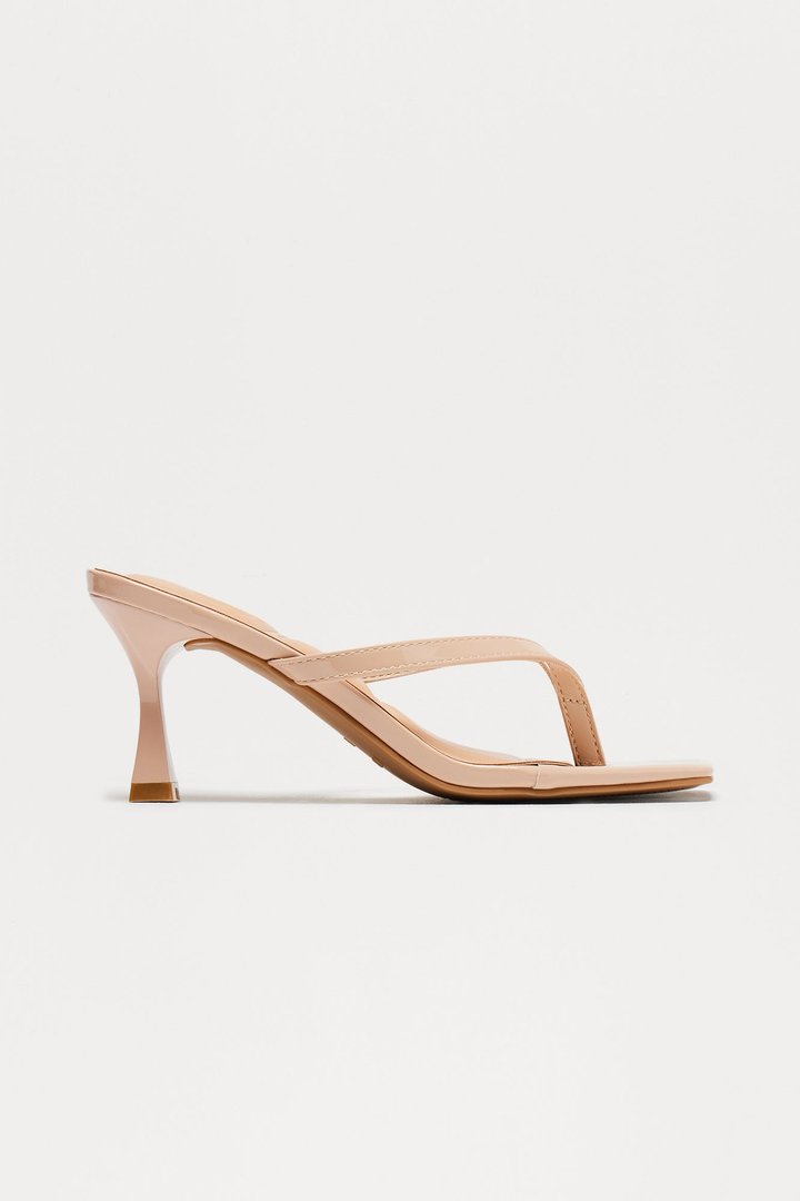 Blue Thong Mules - Nude