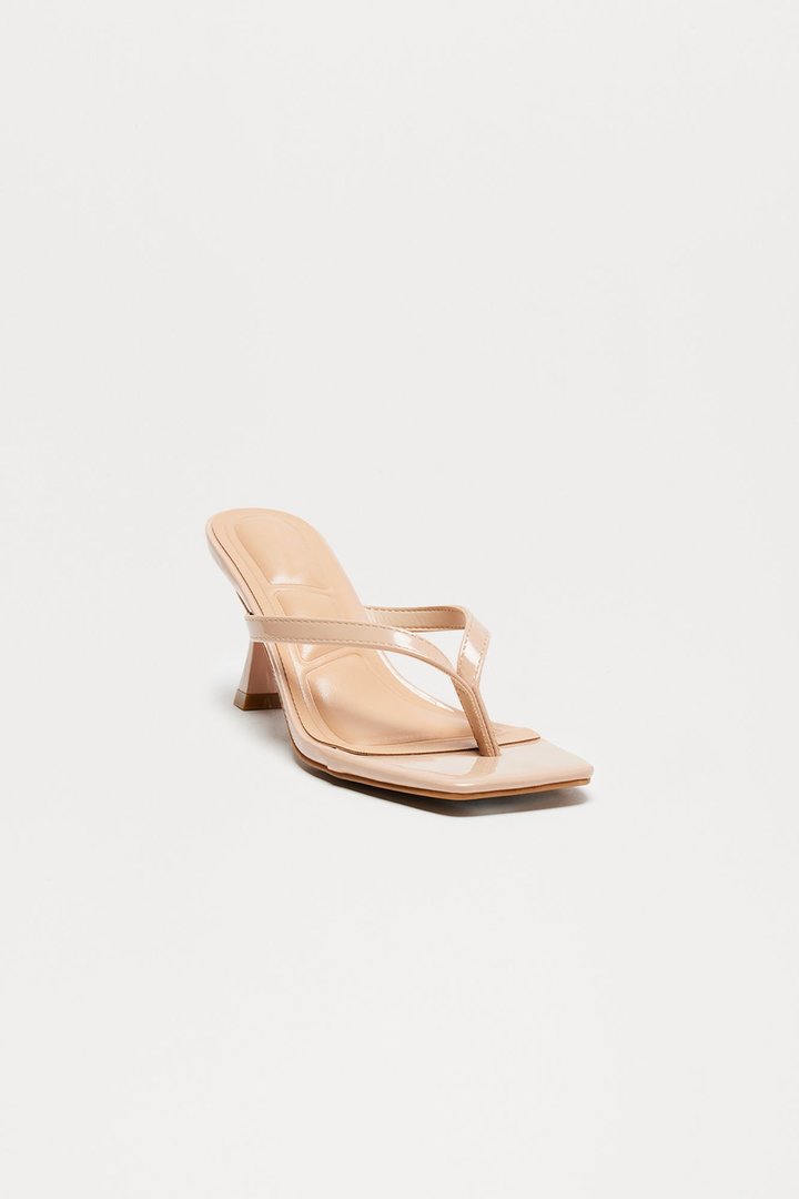 Blue Thong Mules - Nude