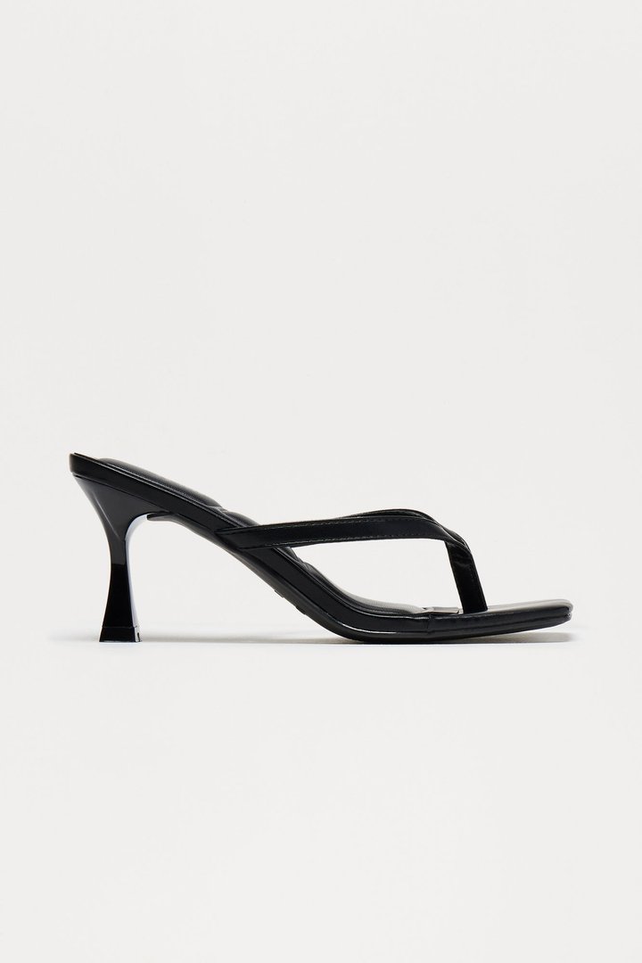 Blue Thong Mules - Black