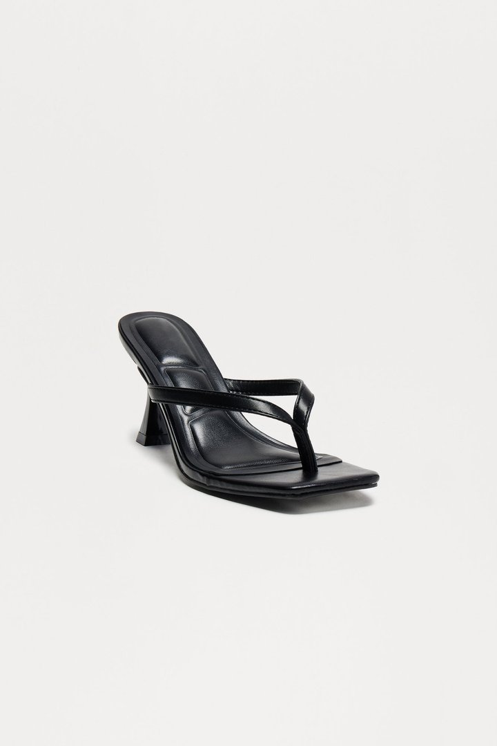 Blue Thong Mules - Black