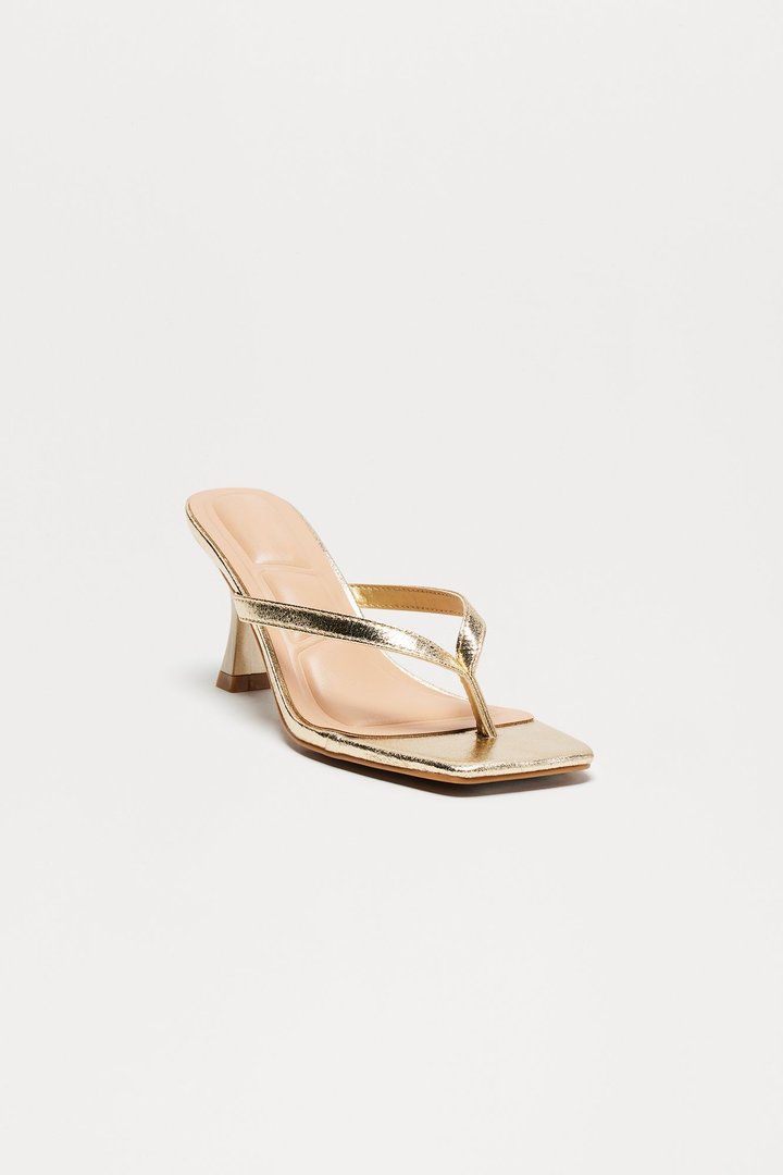 Blue Thong Mules - Gold