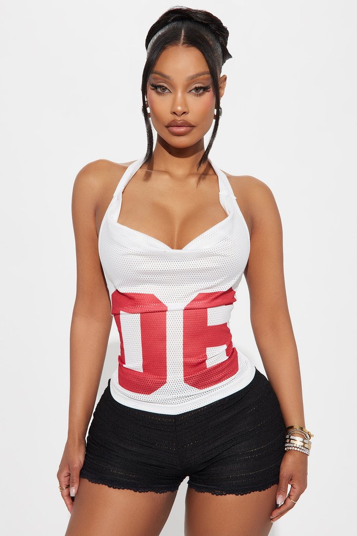 Tailgate Team Halter Top - Red/White