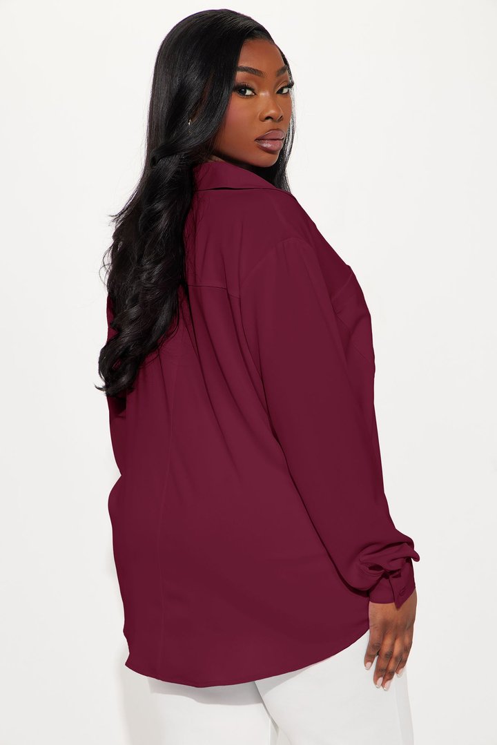 CEO Of Slaying Button Down Top - Burgundy
