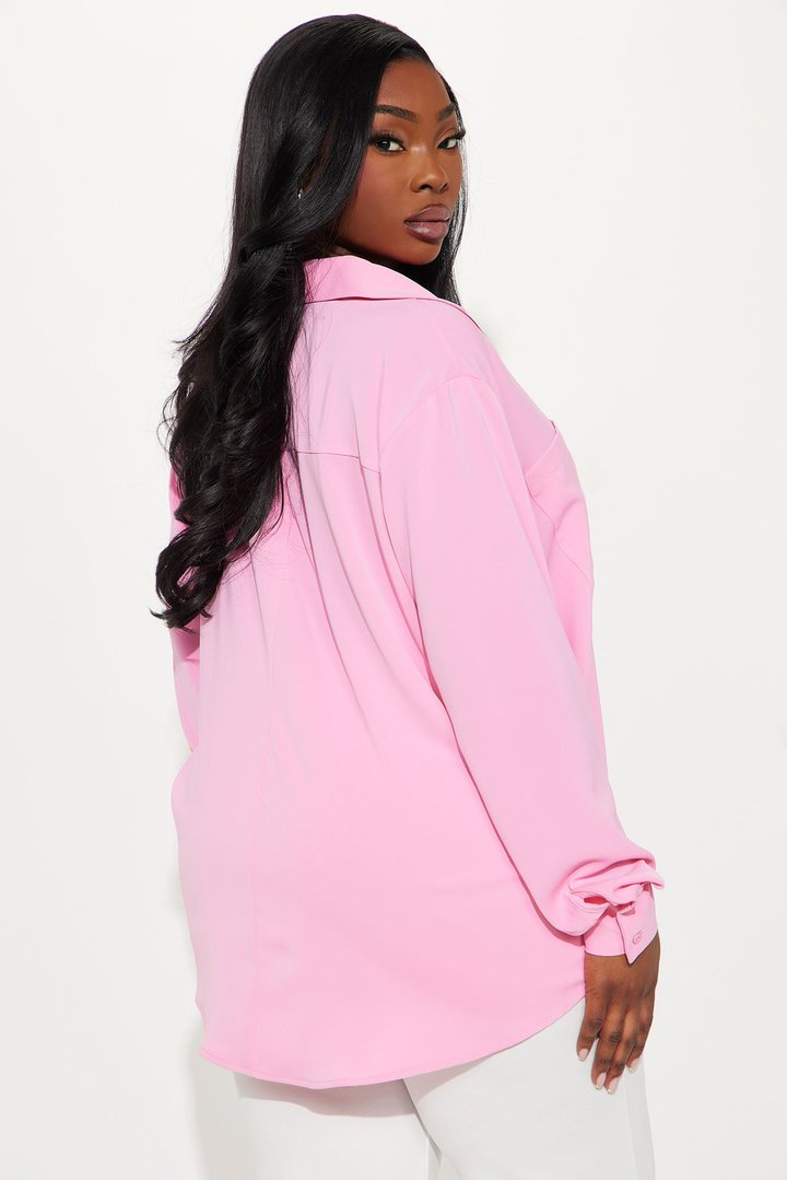 CEO Of Slaying Button Down Top - Pink