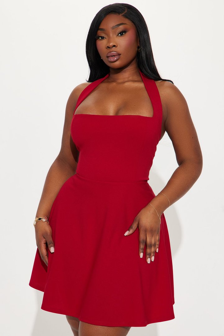 Alena Halter Mini Dress - Red