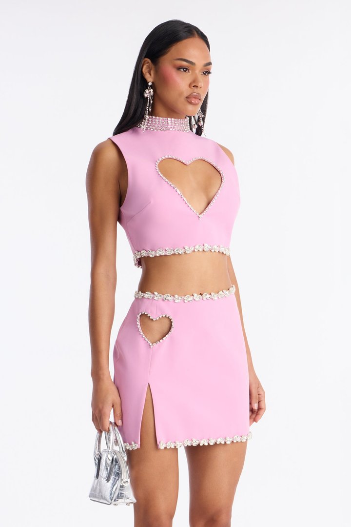 Not Your Valentine Skirt Set - Pink