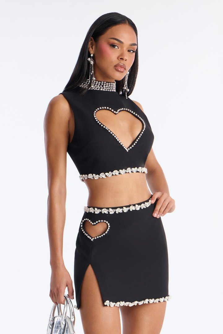 Not Your Valentine Skirt Set - Black