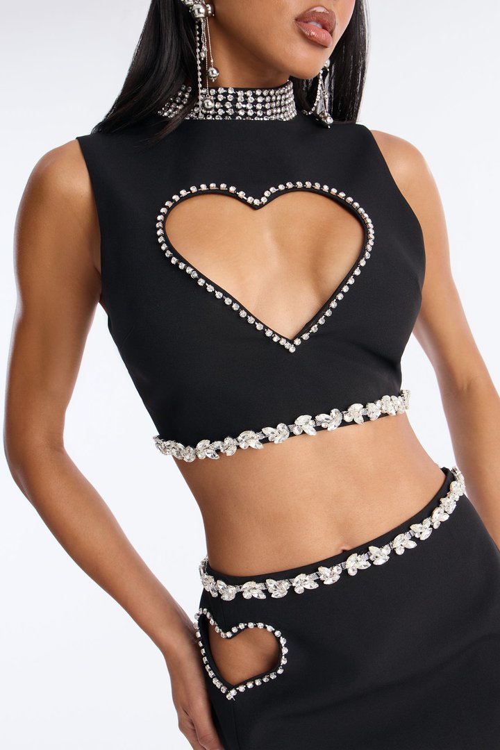 Not Your Valentine Skirt Set - Black