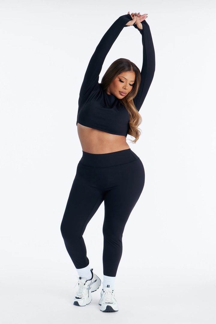Sasha Open Back Ruched Legging Set - Black