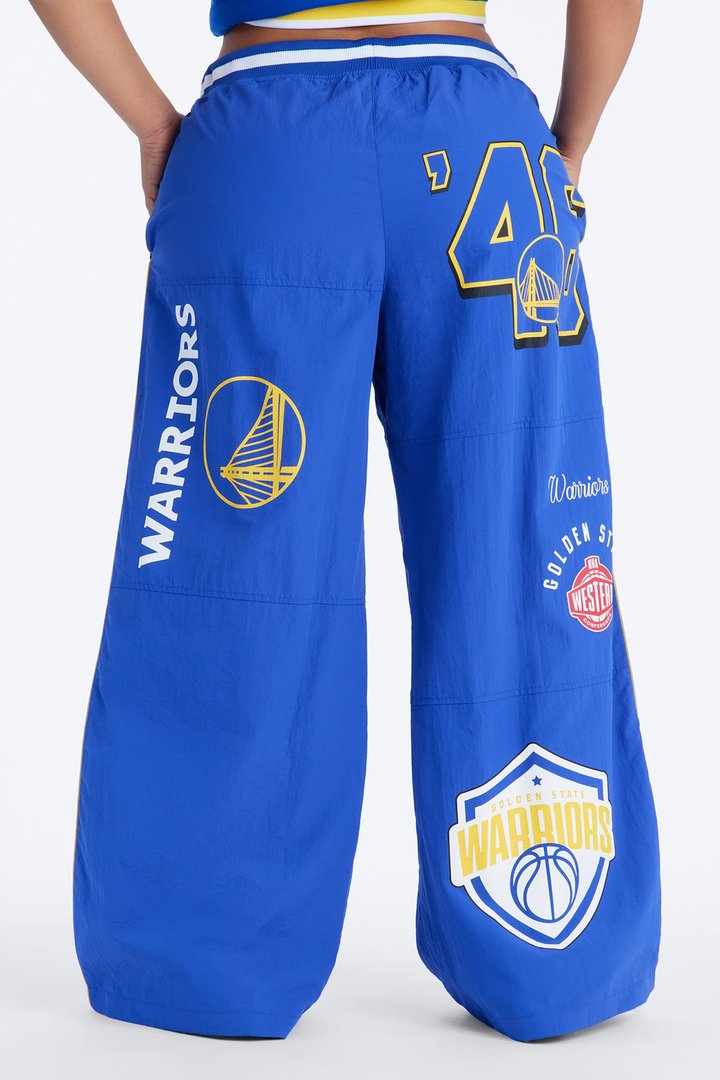 NBA Golden State Warriors Patchwork Cargo Wide Leg Pant - Royal